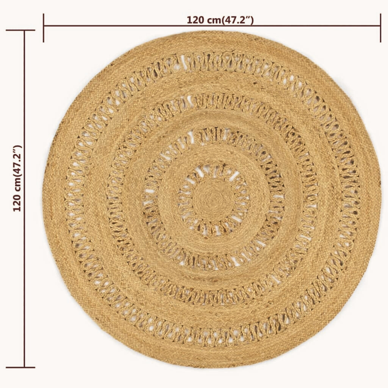 Στρογγυλό Χαλί Πλεκτό Χειροποίητο Γιούτα 6 Μεγέθη - Image 7