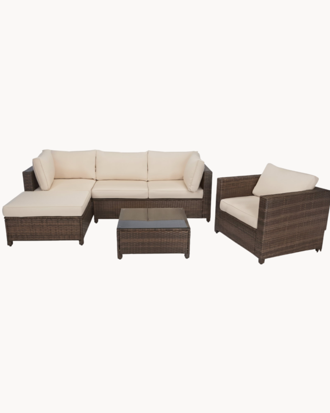 Modern Σετ Σαλονιού Κήπου με Τριθέσιο Καναπέ 225x76x66 εκ. Καφέ