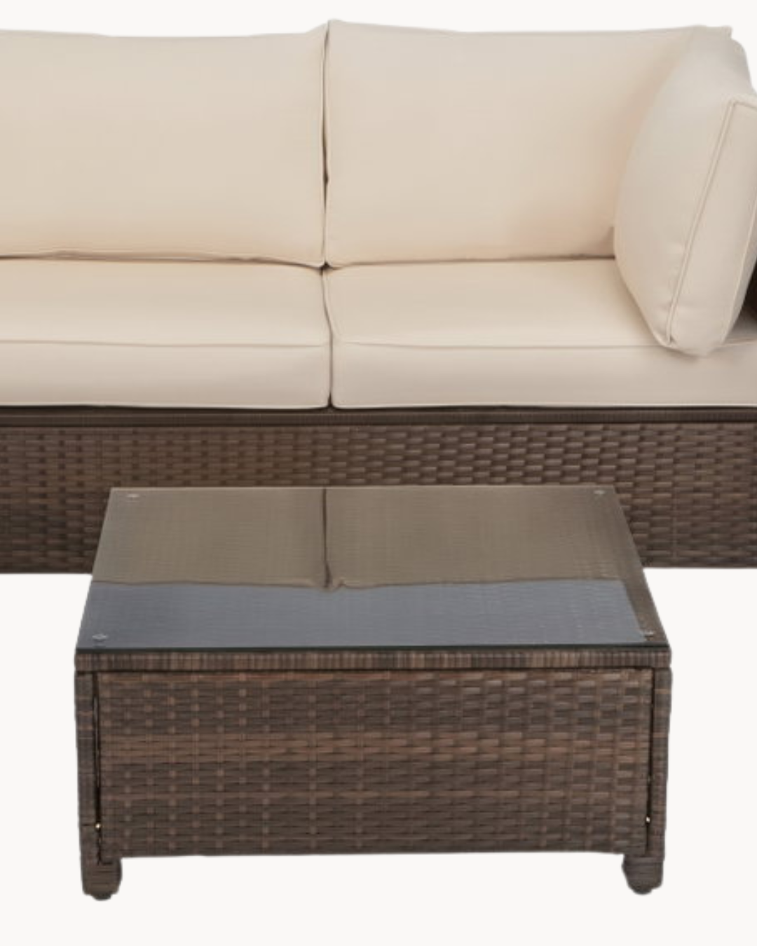 Modern Σετ Σαλονιού Κήπου με Τριθέσιο Καναπέ 225x76x66 εκ. Καφέ - Image 3