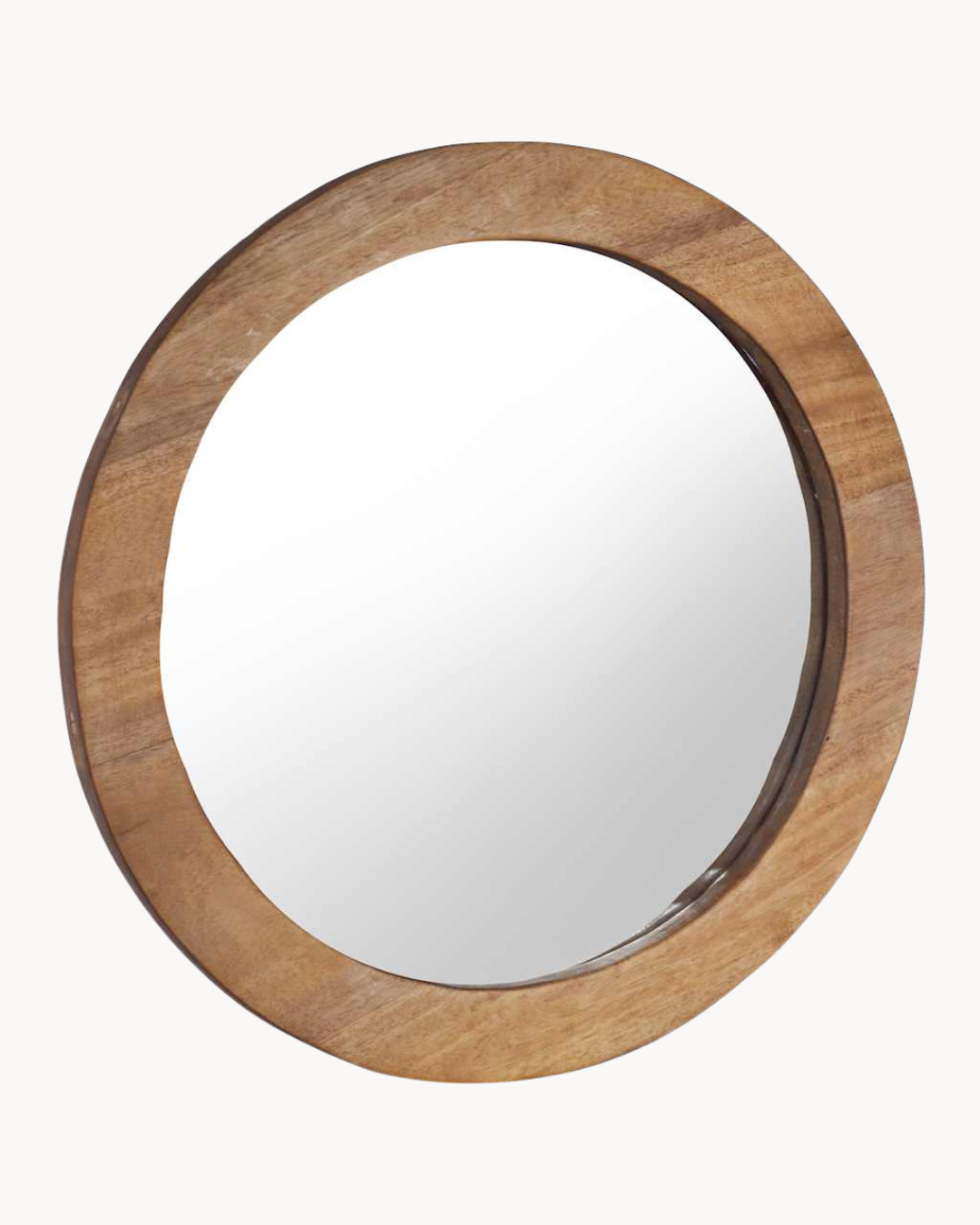 Rustic Στρογγυλός Καθρέφτης από Μασίφ Ξύλο Teak Φ60 εκ. Φυσικό - Image 3