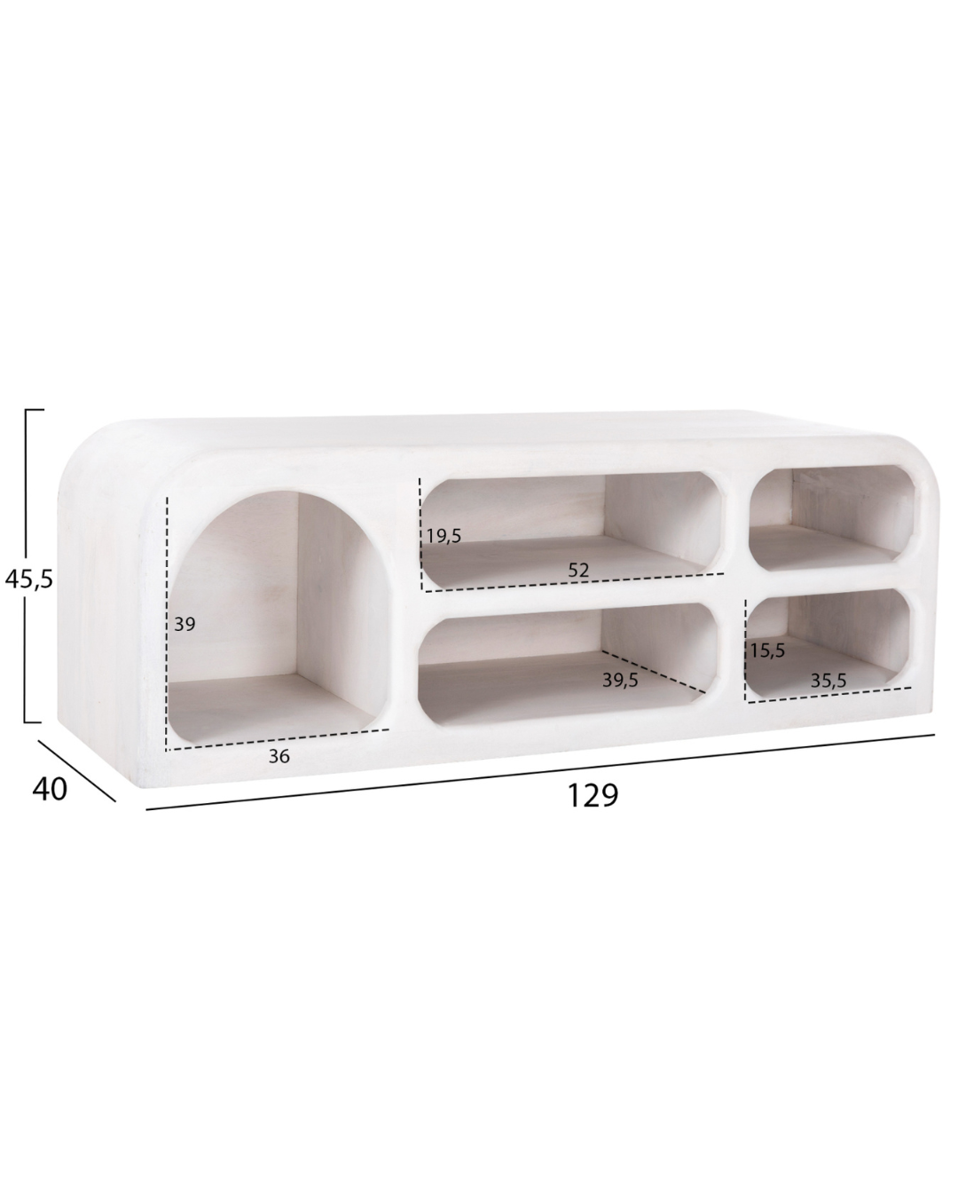 Έπιπλο Τηλεόρασης από Μασίφ Ξύλο Mango 130x40x45 εκ Λευκό - Image 6