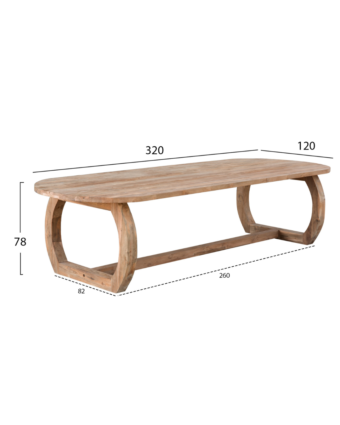 Μεγάλο Japandi Τραπέζι Ορθογώνιο από Μασίφ Ξύλο Teak 320x120x78 εκ - Image 3