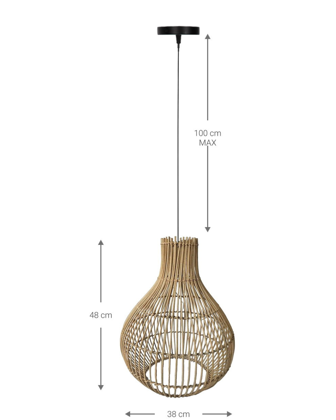 Rattan Minimal Φωτιστικό Οροφής 38x38x48 εκ. Φυσικό - Image 6