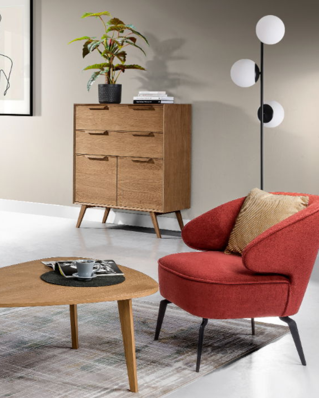 Ψηλός μπουφές δρυός με vintage λεπτομέρειες 110x50x125 cm - Image 2