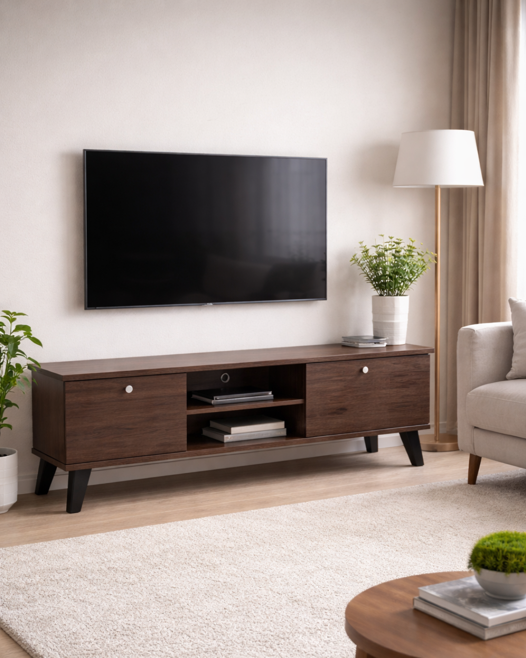 Έπιπλο Τηλεόρασης Καρυδί Modern Minimal 120x34x41 εκ. - Image 2