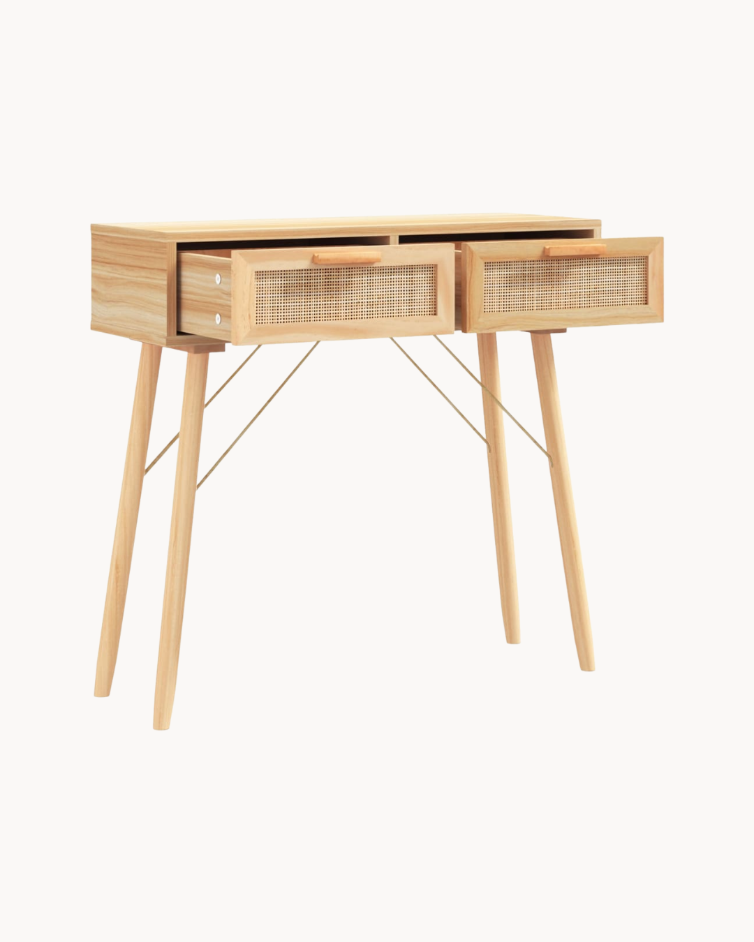 Scandinavian Κονσόλα με Φυσικό Ρατάν & Ξύλινα Πόδια 80 cm - Image 4