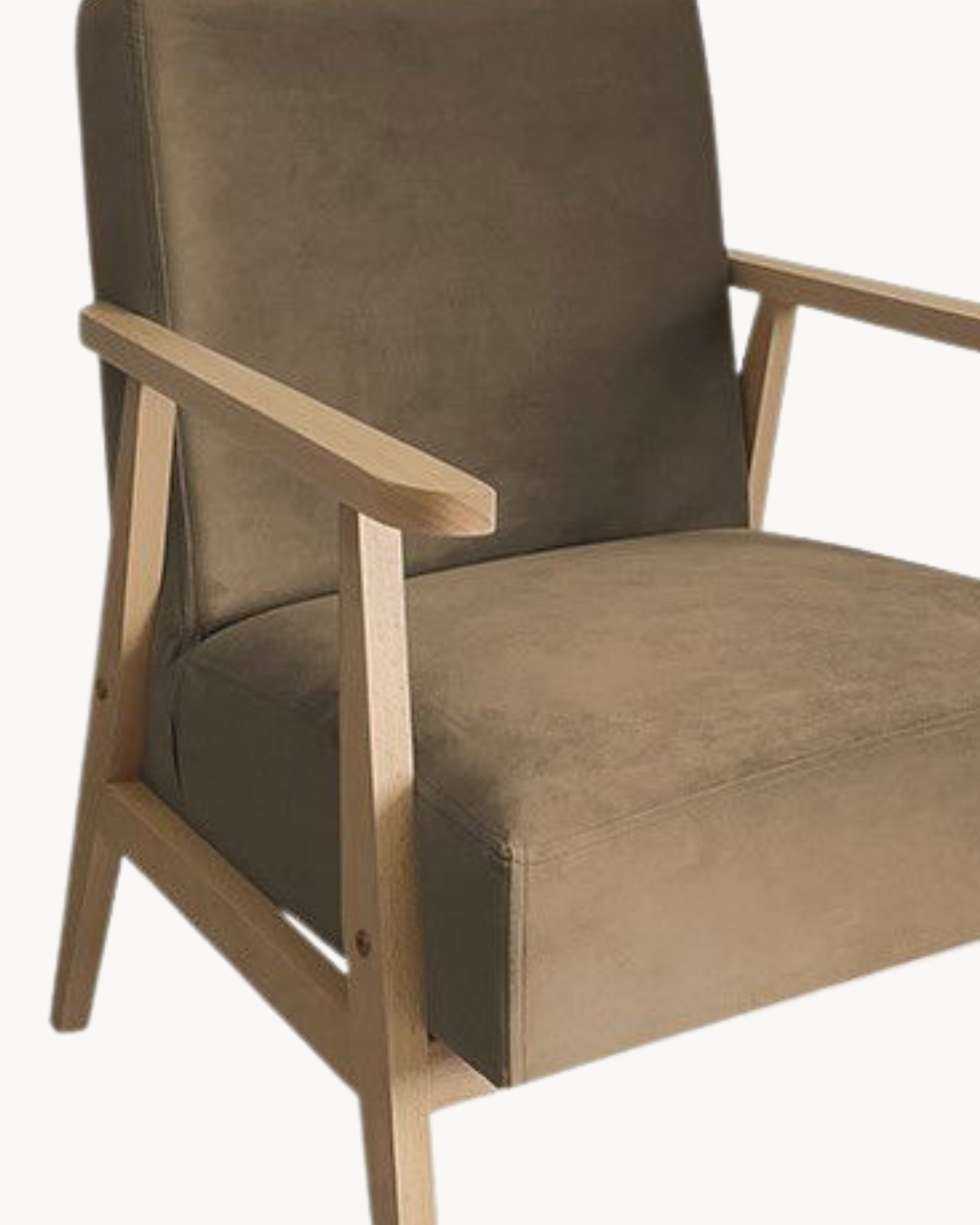 Πολυθρόνα Scandinavian Retro με Ξύλινο Σκελετό 59x67x76 cm Καφέ - Image 3