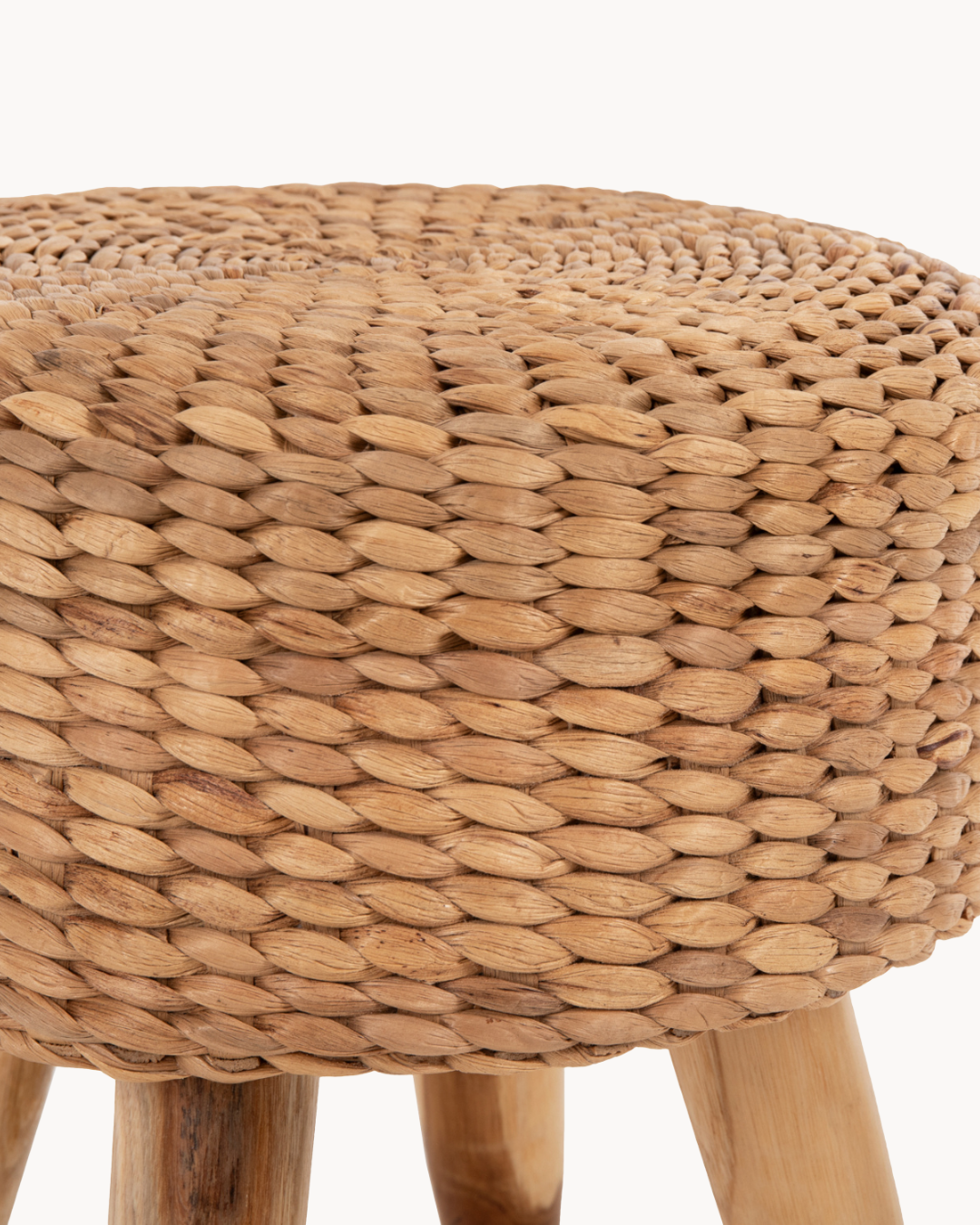 Boho Natural Σκαμπό από Μασίφ Ξύλο Teak & Ψάθινο Κάθισμα Φ43 cm - Image 4