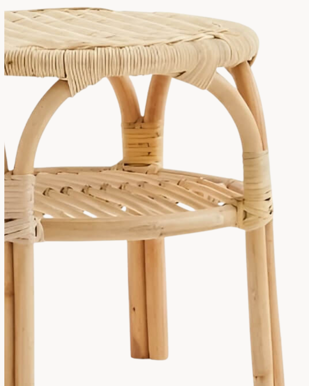 Boho Chic Σκαμπό από Φυσικό Ράτταν με Ράφι 38 cm - Image 3