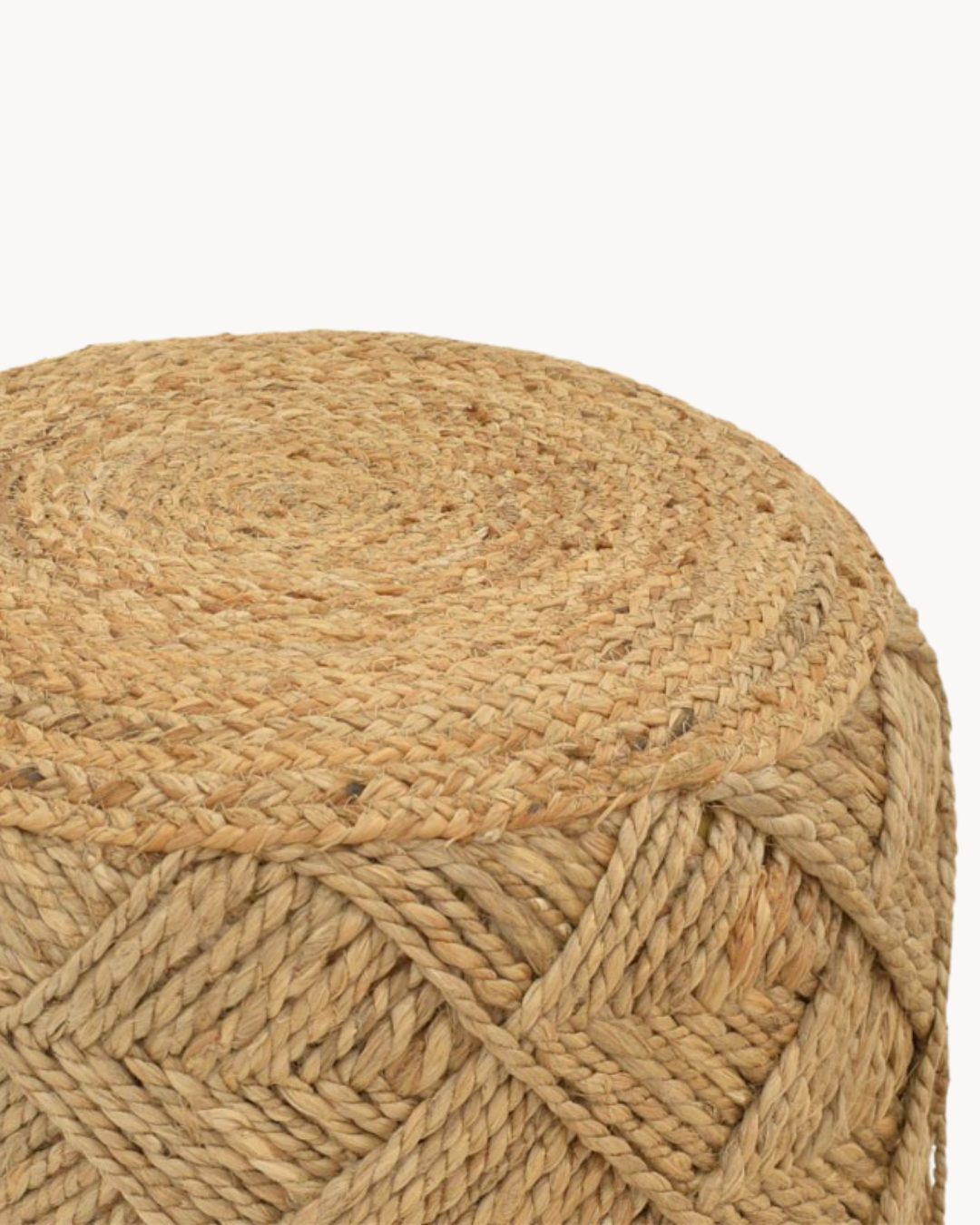 Boho Natural Σκαμπό από 100% Φυσική Γιούτα με Πλεκτό Σχέδιο 40 cm - Image 3