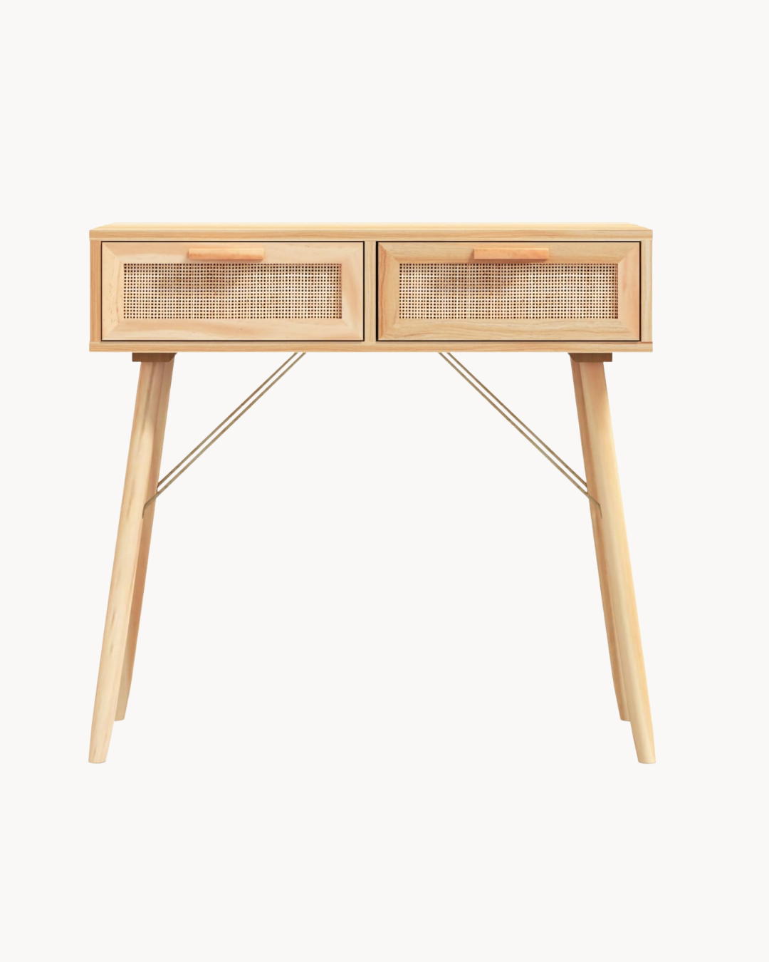 Scandinavian Κονσόλα με Φυσικό Ρατάν & Ξύλινα Πόδια 80 cm - Image 3