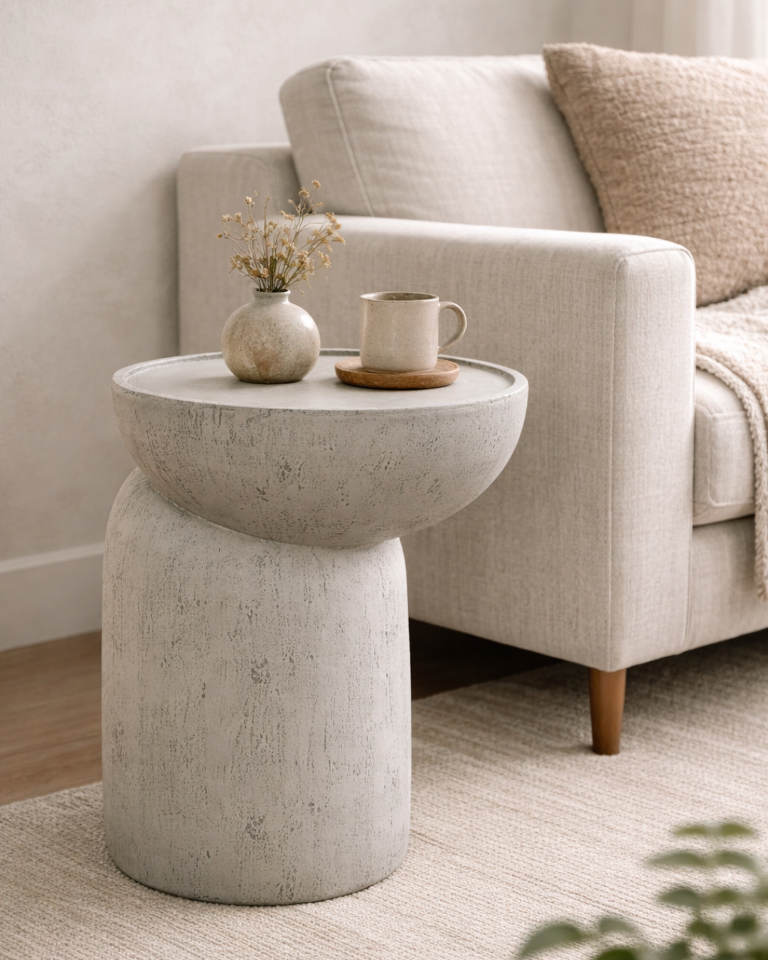 Τραπεζάκι Cement Look Ασύμμετρο Design 33cm - Image 2