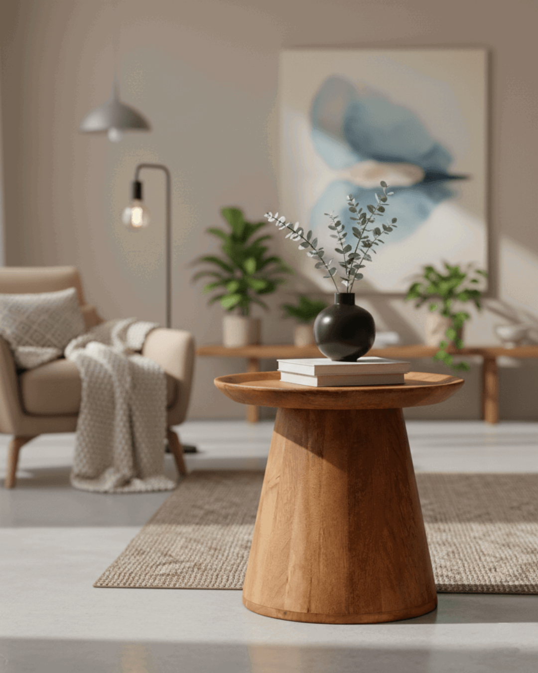 Modern Rustic Βοηθητικό Τραπεζάκι από Μασίφ Ξύλο Mango 45cm - Image 2