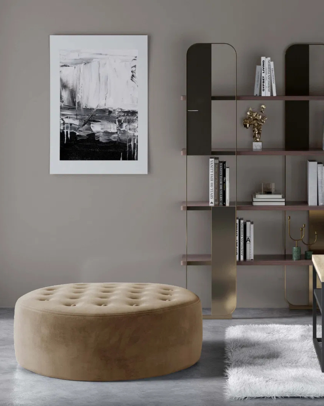 Modern Classic Πουφ με Καπιτονέ Σχεδιασμό 70 cm Latte - Image 3