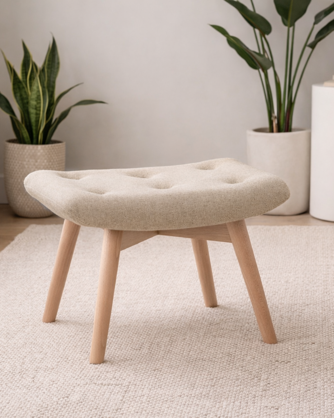 Scandinavian Modern Υποπόδιο με Ξύλινα Πόδια Οξιάς 64 cm - Image 2