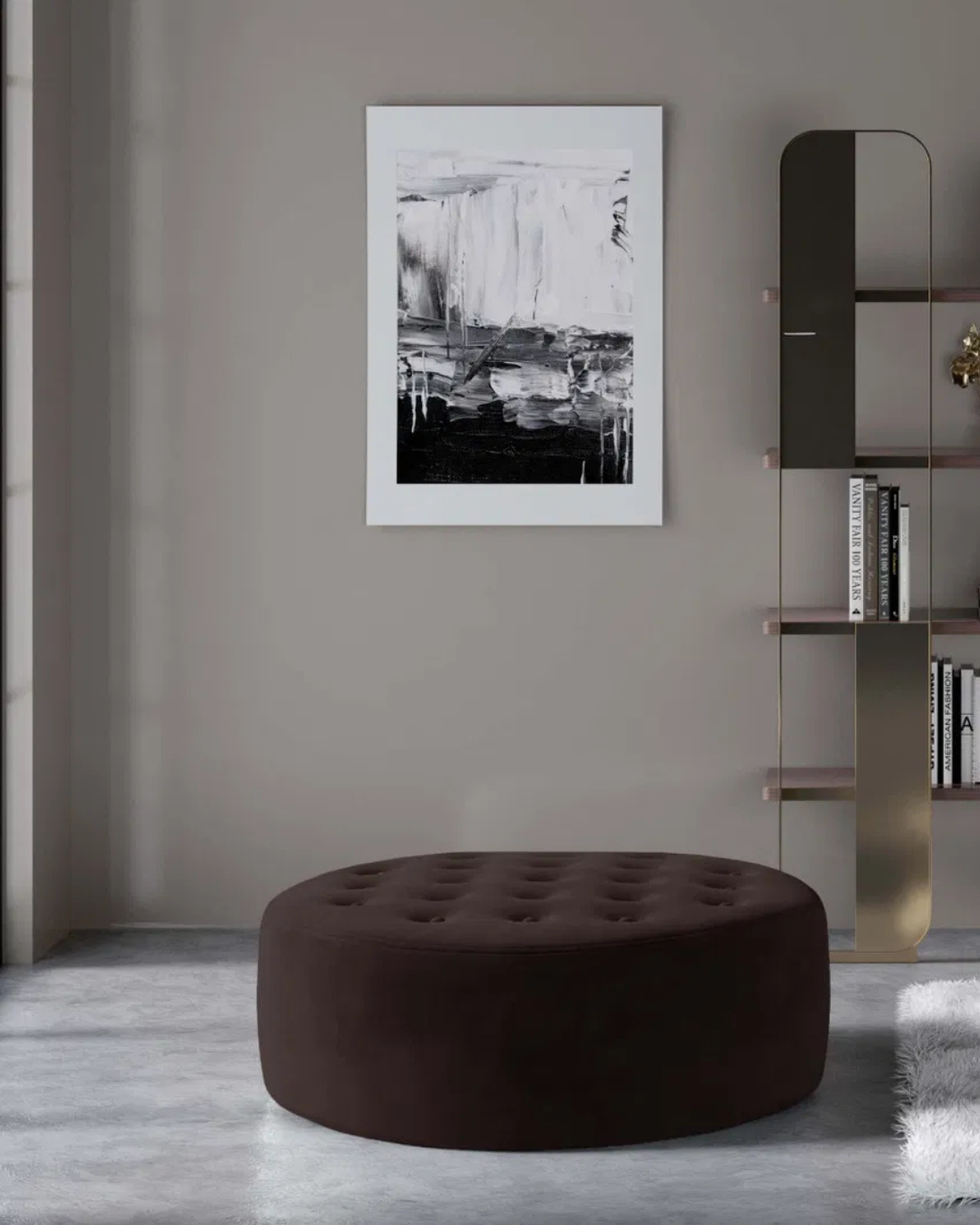 Modern Classic Πουφ με Καπιτονέ Σχεδιασμό 70 cm Καφέ - Image 4