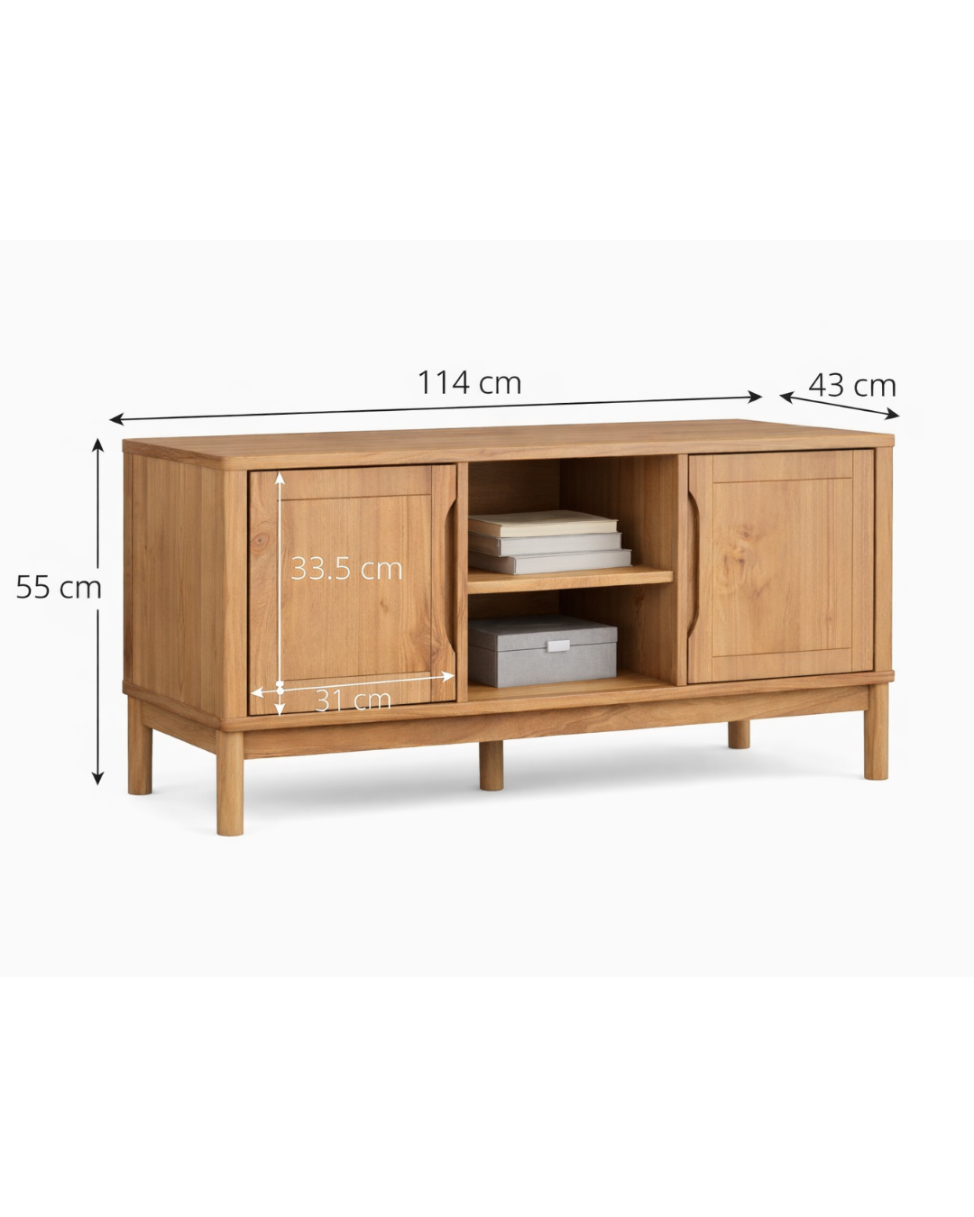 Έπιπλο Τηλεόρασης από Μασίφ Ξύλο Πεύκου 114 x 43 x 55 cm - Image 4