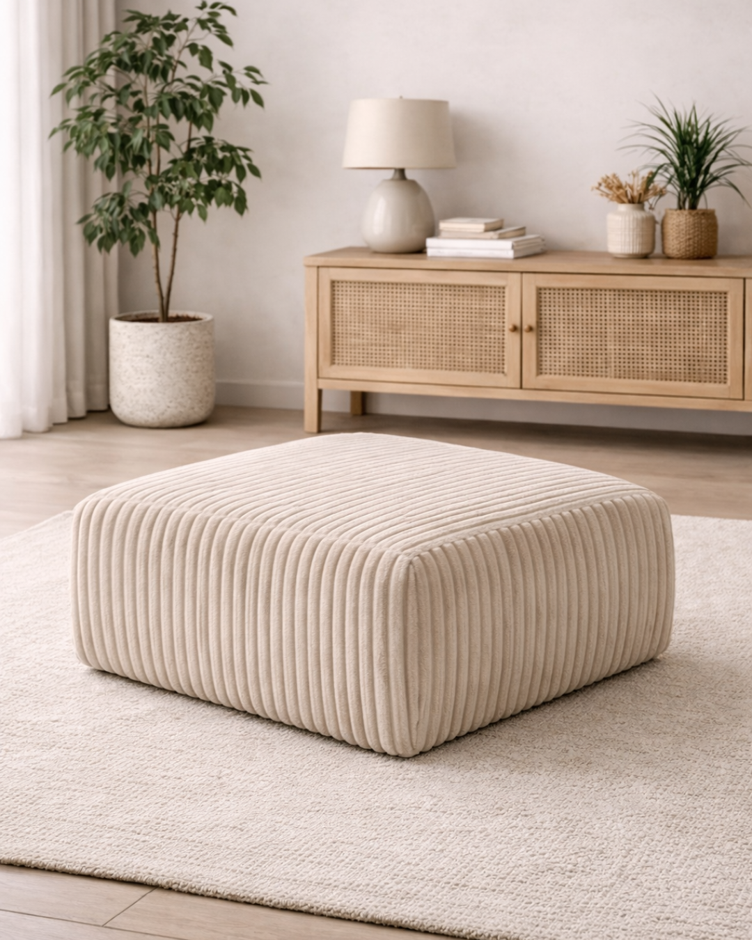 Soft Minimal Πουφ σε Rib Υφή Contemporary Στυλ 75 cm - Image 2