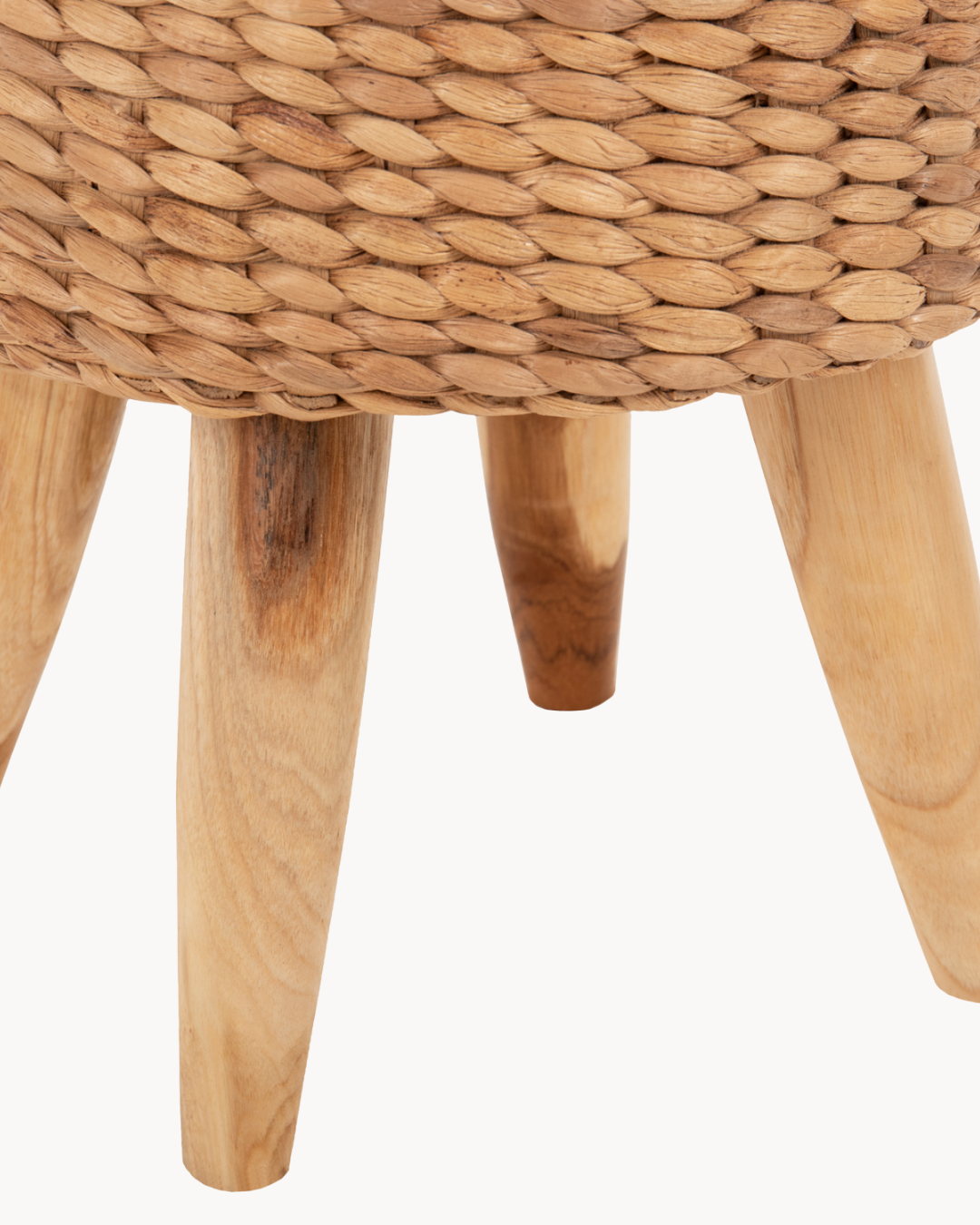 Boho Natural Σκαμπό από Μασίφ Ξύλο Teak & Ψάθινο Κάθισμα Φ43 cm - Image 3