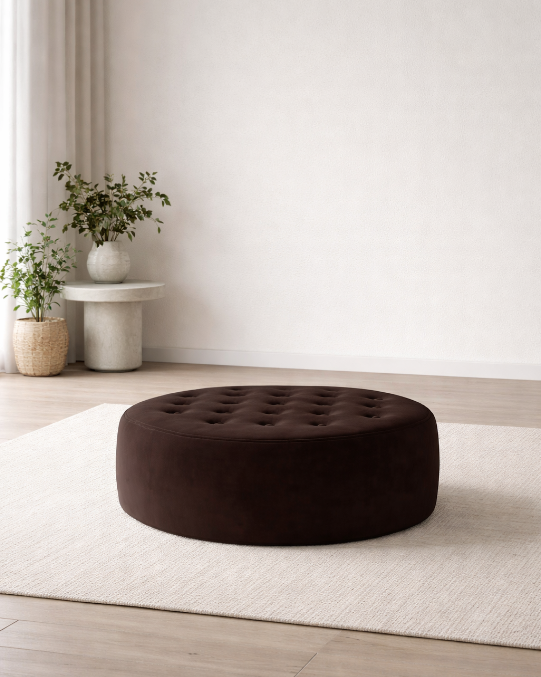 Modern Classic Πουφ με Καπιτονέ Σχεδιασμό 70 cm Καφέ - Image 2