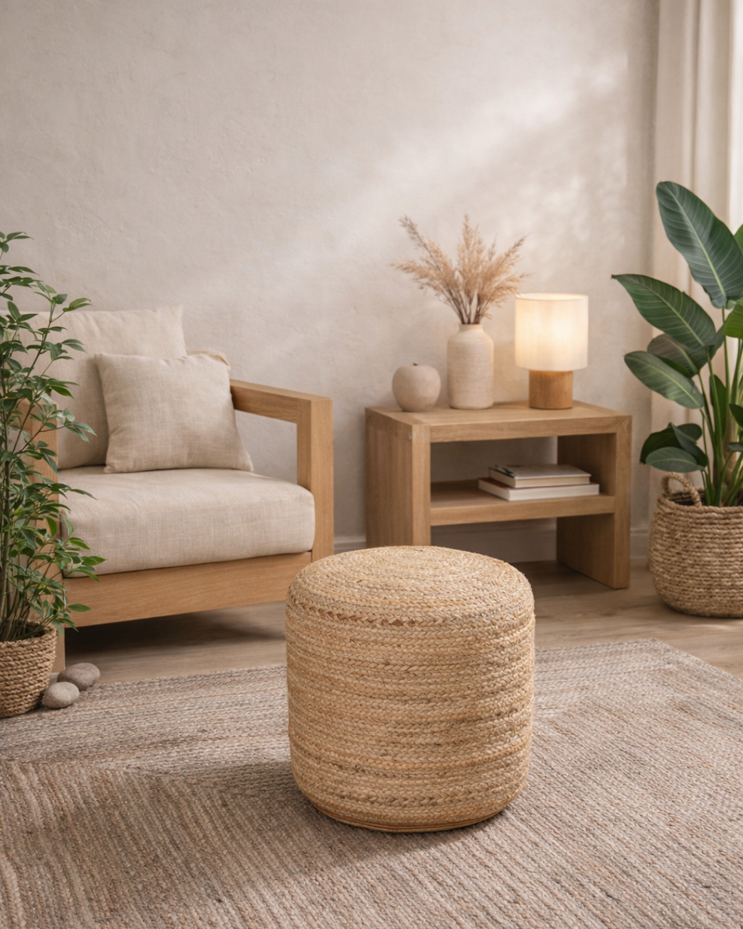 Boho Natural Σκαμπό από 100% Φυσική Γιούτα Μπεζ 40 cm - Image 2