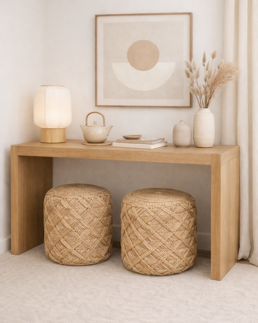 Boho Natural Σκαμπό από 100% Φυσική Γιούτα με Πλεκτό Σχέδιο 40 cm - Image 2