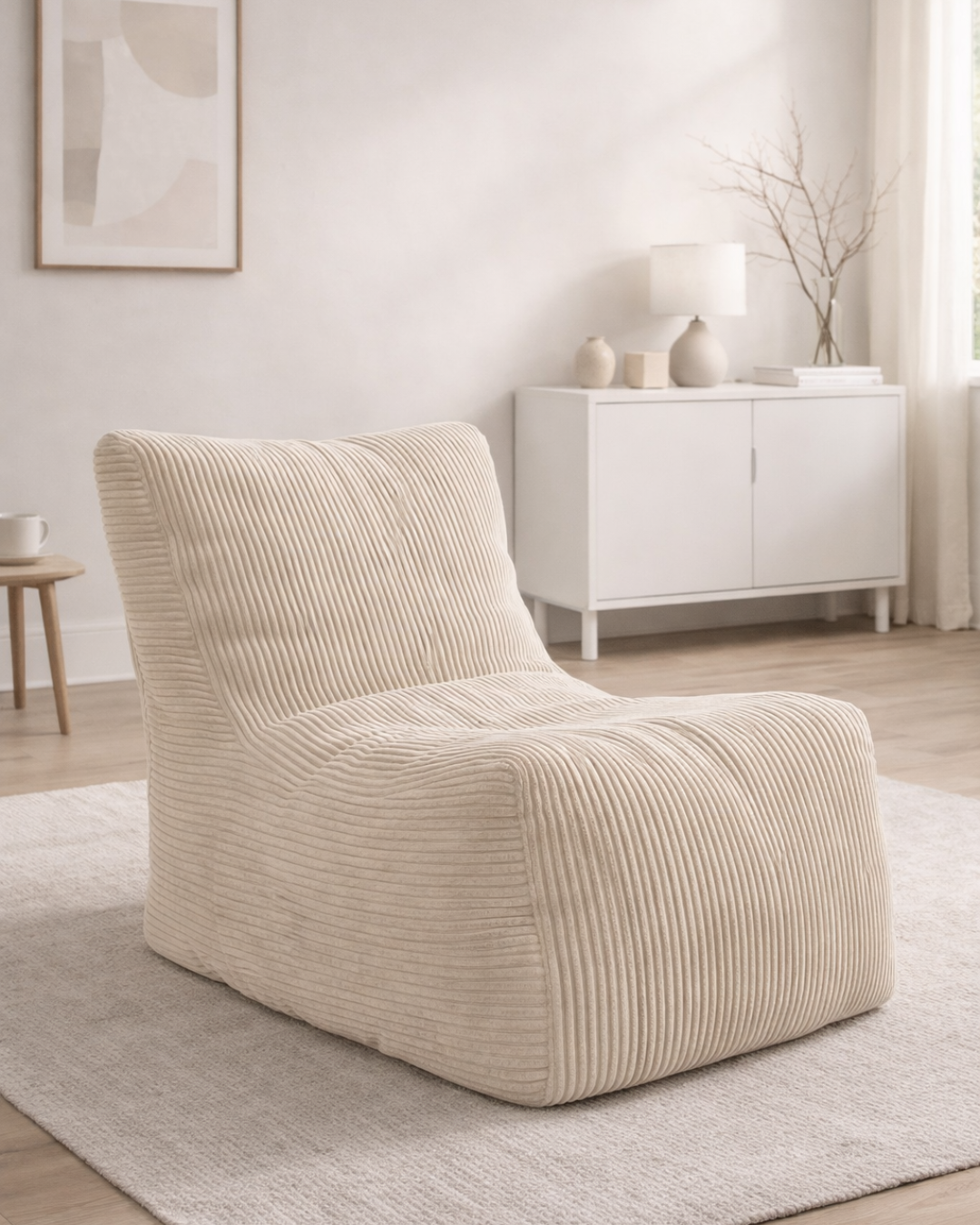 Scandinavian Style Πολυθρόνα Πουφ Rest Κοτλέ Εκρού 80 cm - Image 2