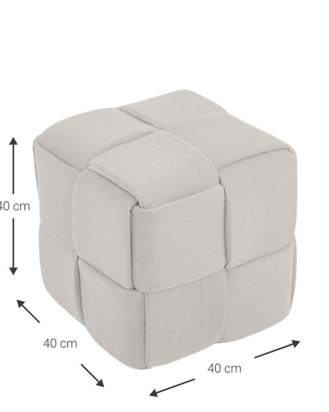 Modern Geometric Σκαμπό Κύβος με Κοτλέ Επένδυση 40 cm Μπεζ - Image 5
