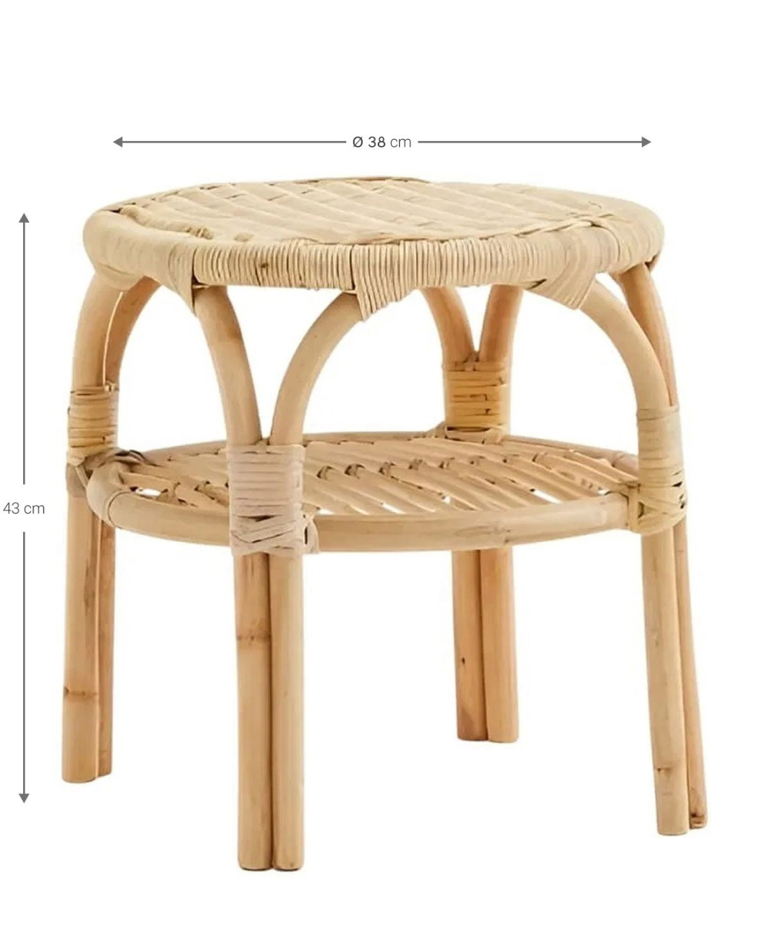 Boho Chic Σκαμπό από Φυσικό Ράτταν με Ράφι 38 cm - Image 5