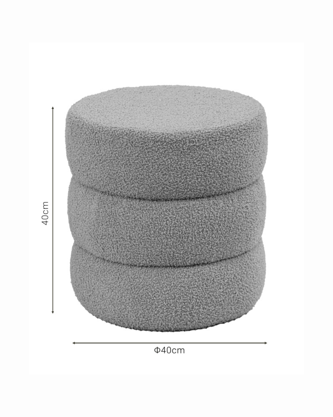 Modern Minimal Σκαμπό-Πουφ Μπουκλέ Λευκό Φ40 cm Καφέ - Image 5