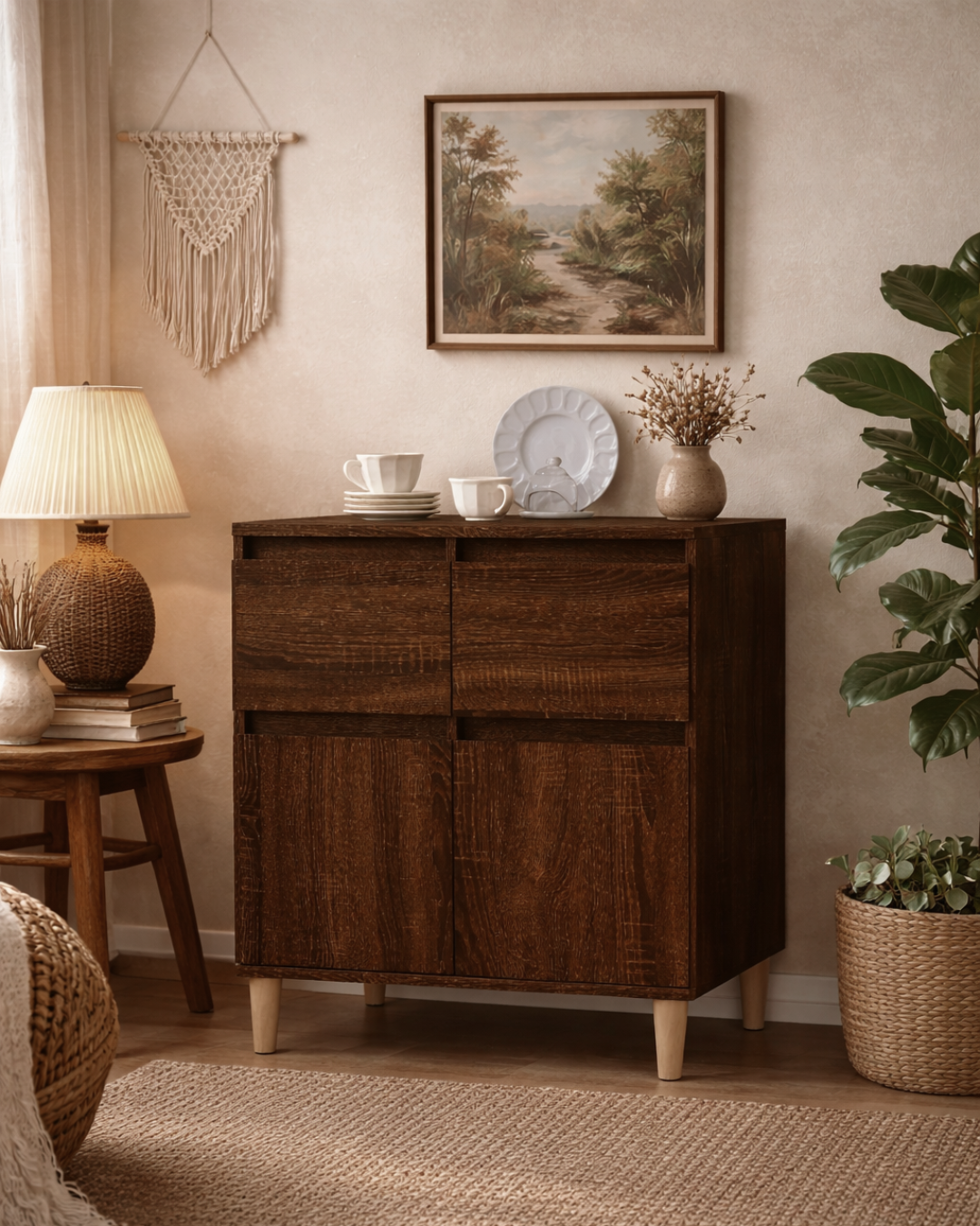 Modern Rustic Ντουλάπι Αποθήκευσης σε Καφέ Δρυς 60 cm - Image 2