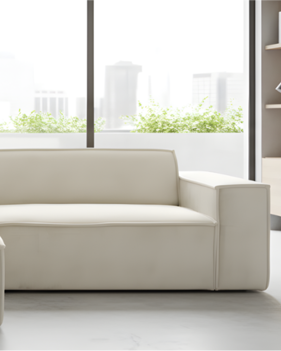 Minimal Γωνιακός Καναπές Μοντέρνου Σχεδιασμού 250x188x55 cm Εκρού - Image 6
