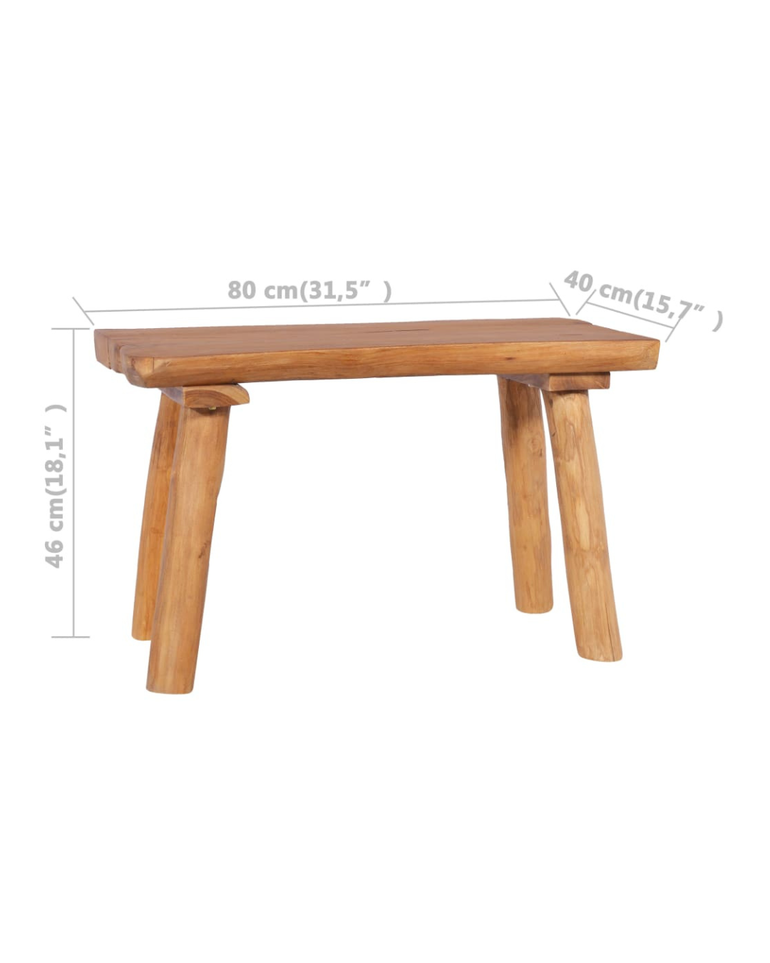 Ξύλινο Παγκάκι / Βοηθητικό Τραπεζάκι Teak 80 cm - Image 7
