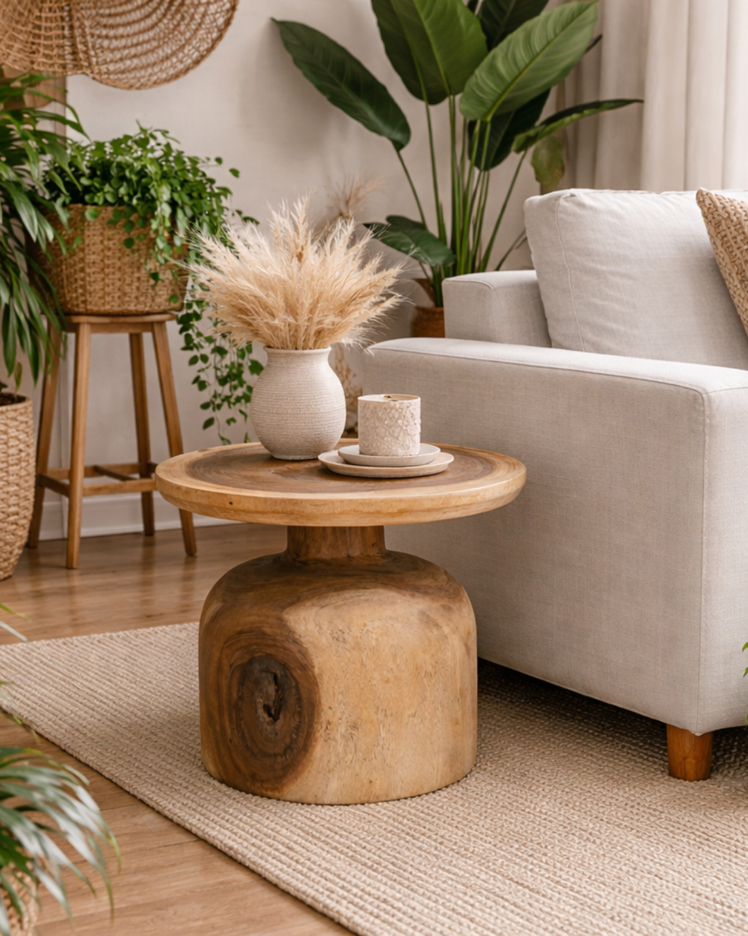 Rustic Organic Βοηθητικό Τραπεζάκι από Μασίφ Ξύλο Suar 40 cm - Image 2