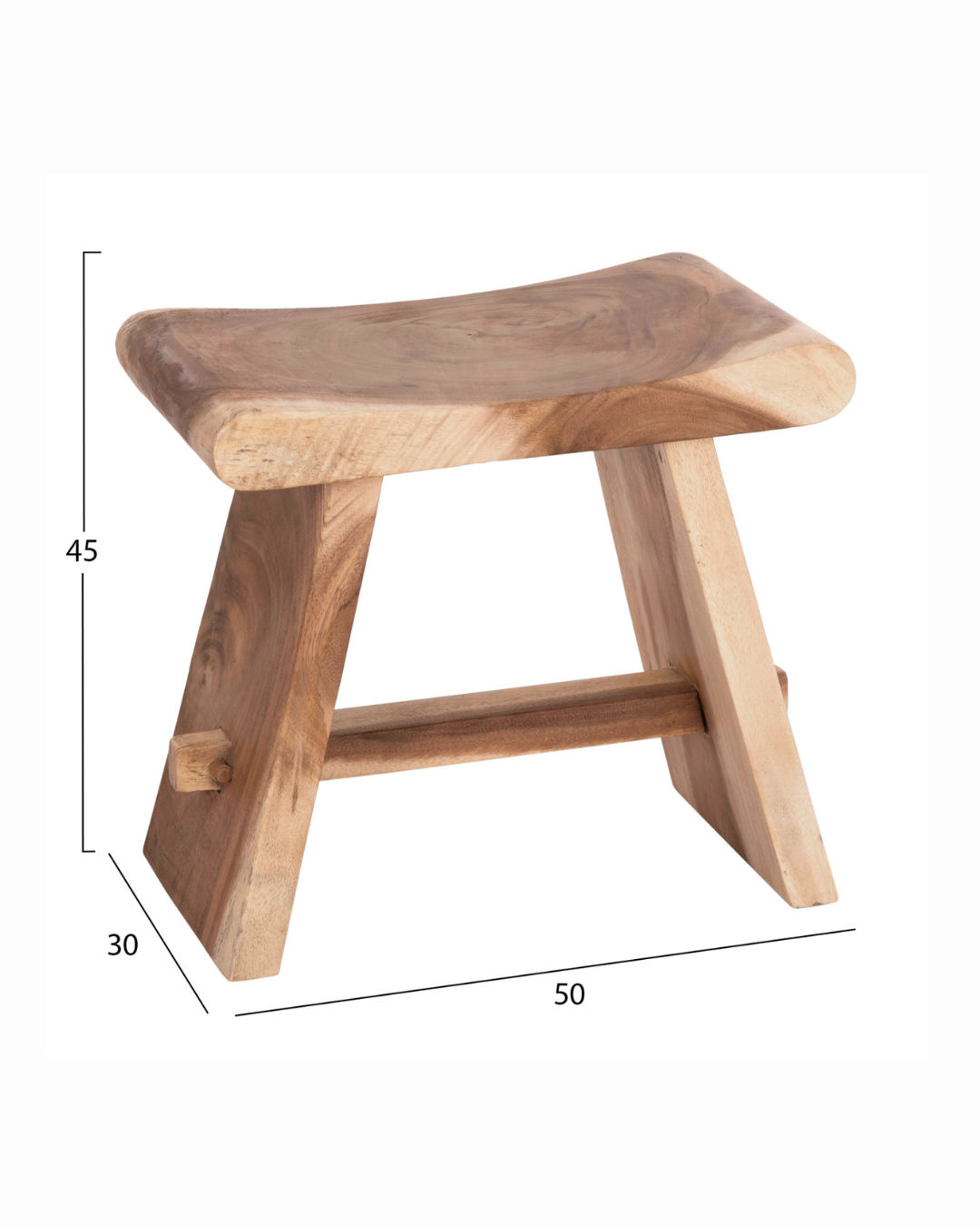 Rustic Organic Ξύλινο Σκαμπό από Μασίφ Ξύλο Suar 50 cm - Image 6