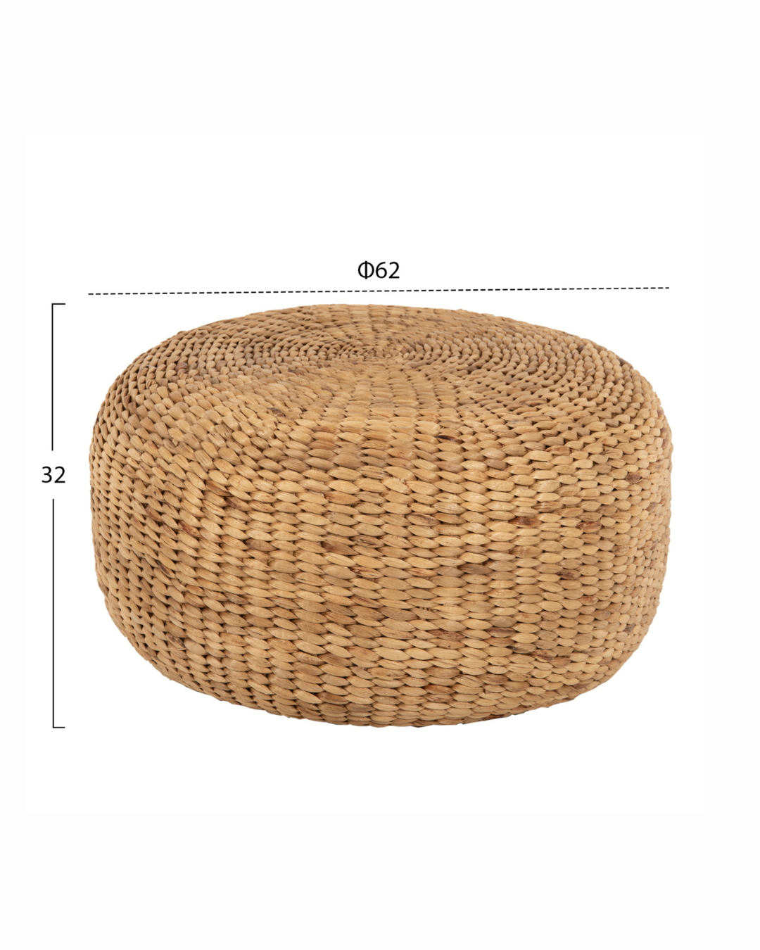 Boho Natural Στρογγυλό Σκαμπό-Πουφ από Υδροϋάκινθο Φ62 cm - Image 6