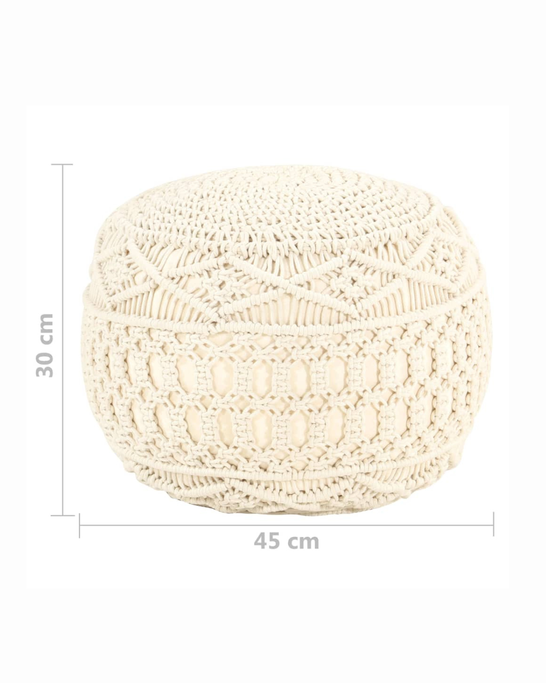 Boho Chic Μακραμέ Πουφ από 100% Βαμβάκι Φ45 cm - Image 6