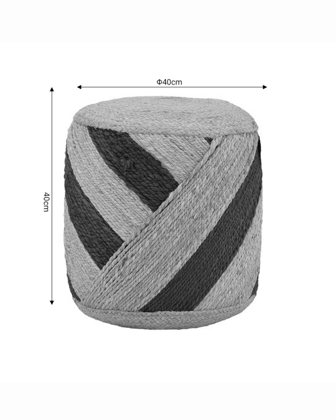 Boho Ethnic Σκαμπό από 100% Φυσική Γιούτα Φυσικό-Μαύρο 37 cm - Image 6