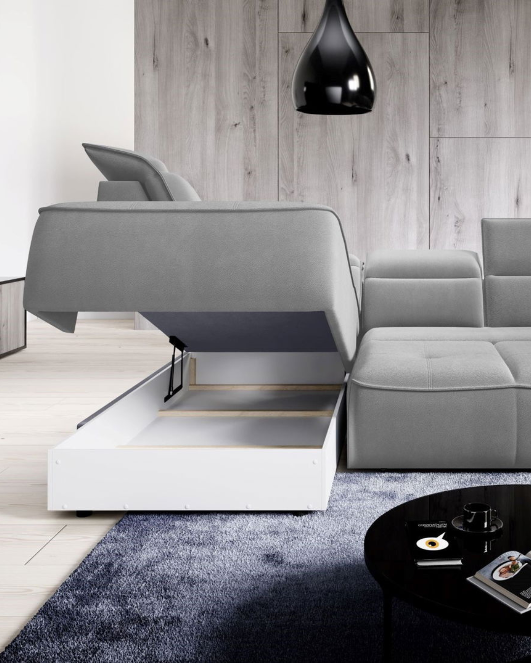 Γωνιακός Καναπές Minimal Πολυτέλεια 261x218x87 cm Εκρού - Image 6