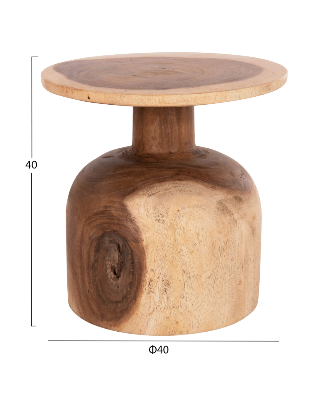 Rustic Organic Βοηθητικό Τραπεζάκι από Μασίφ Ξύλο Suar 40 cm - Image 7