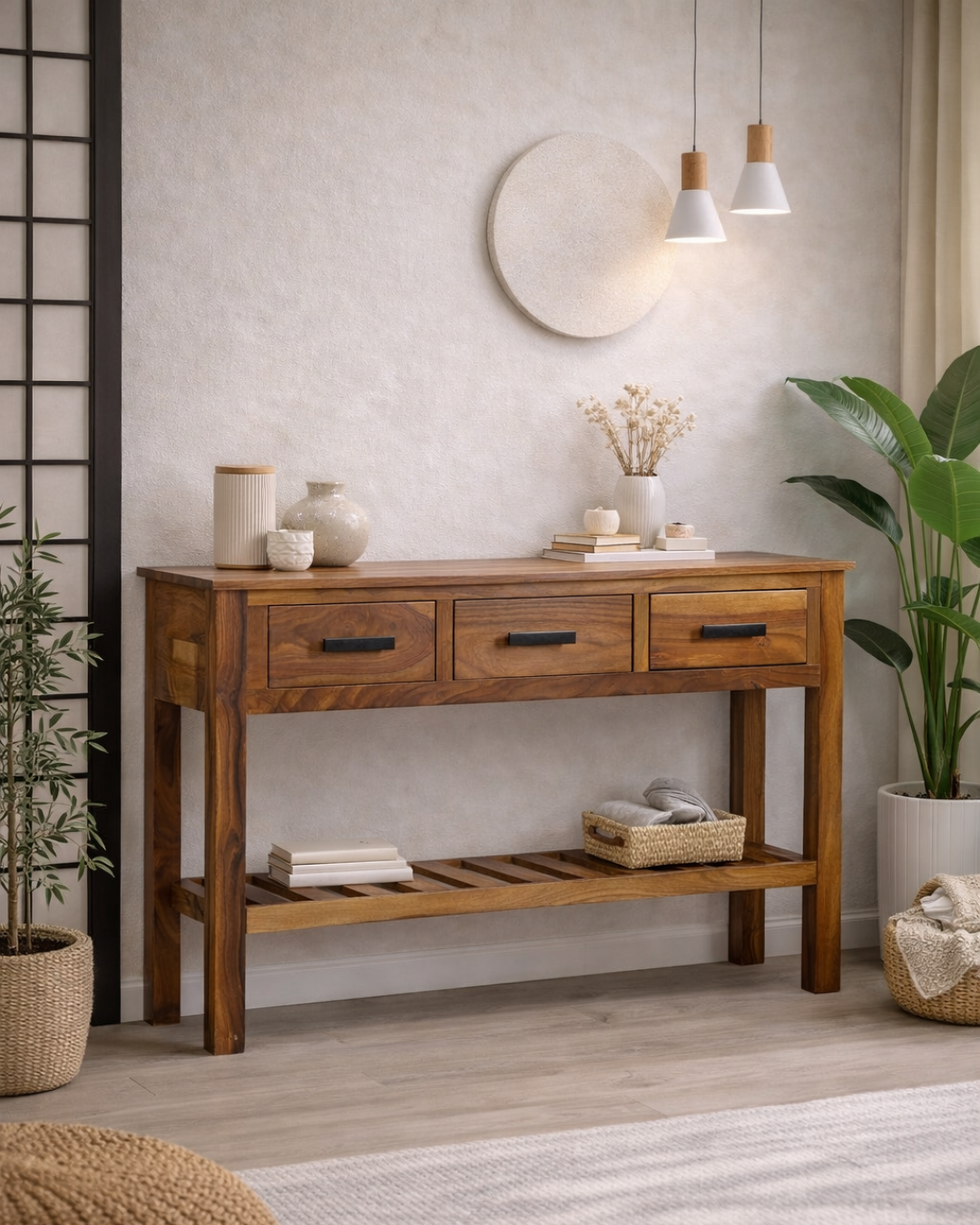 Rustic Boho Style Ντουλάπι Αποθήκευσης από Μασίφ Ξύλο 110 cm - Image 2