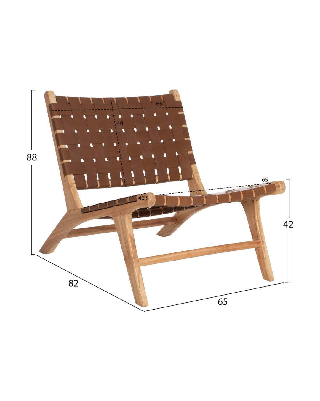 Καρέκλα Wabi Sabi από Μασίφ Ξύλο & Πλεγμένο PU Δέρμα 65x82x88Υ εκ Καφέ - Image 8