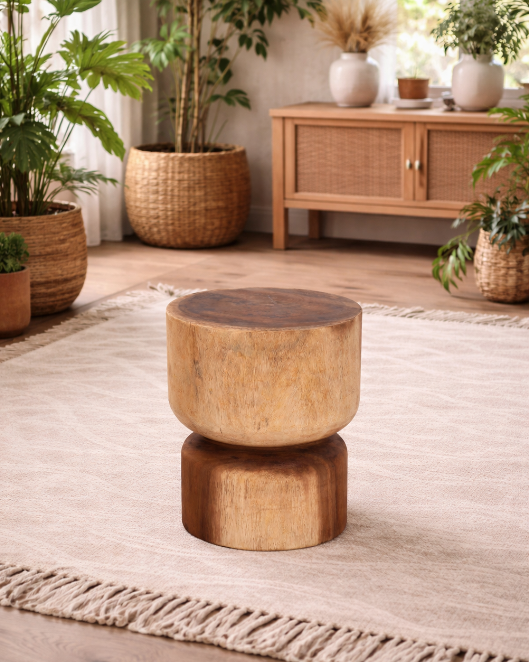 Rustic Organic Σκαμπό από Μασίφ Ξύλο Suar 35 cm - Image 2