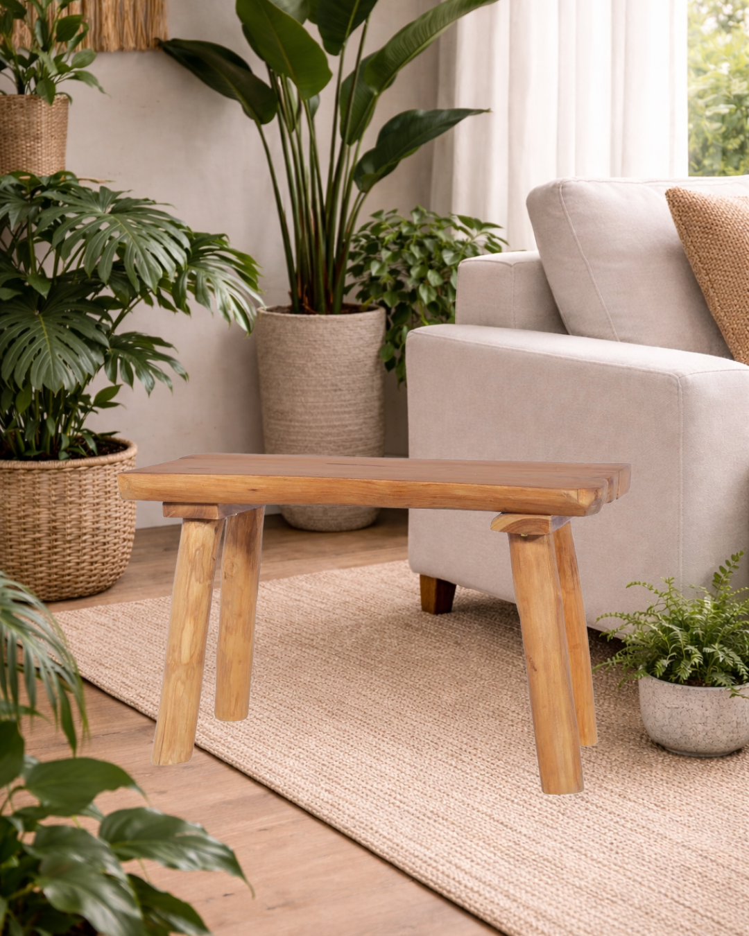 Ξύλινο Παγκάκι / Βοηθητικό Τραπεζάκι Teak 80 cm - Image 2