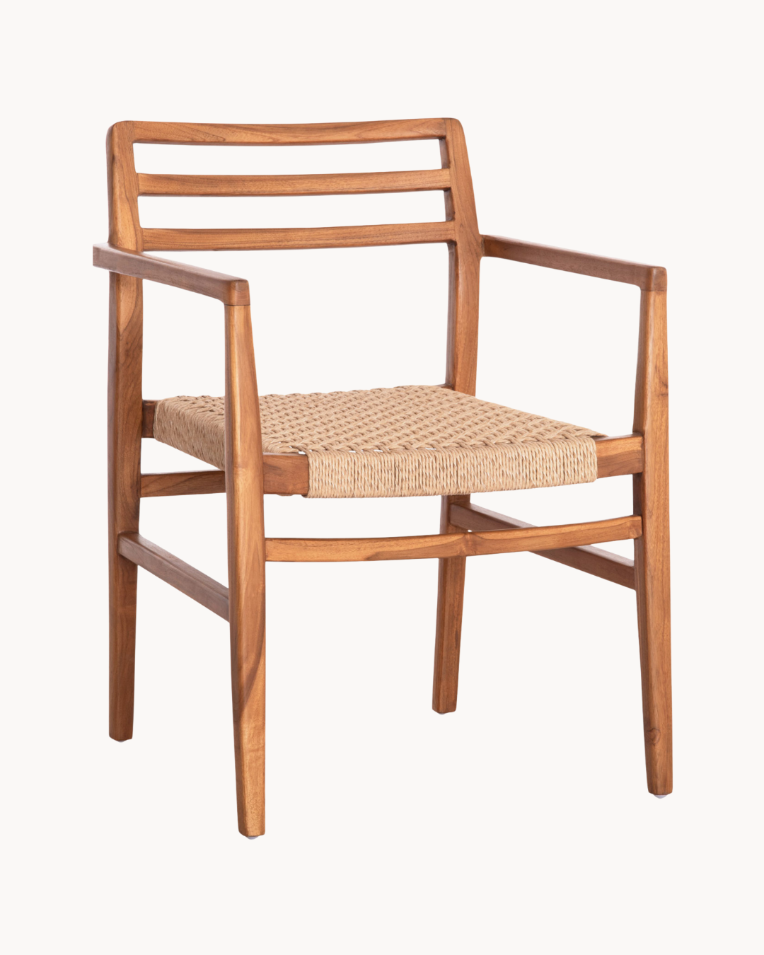 Japandi Πολυθρόνα Τραπεζαρίας από Teak & VIRO Σχοινί 58cm Φυσικό