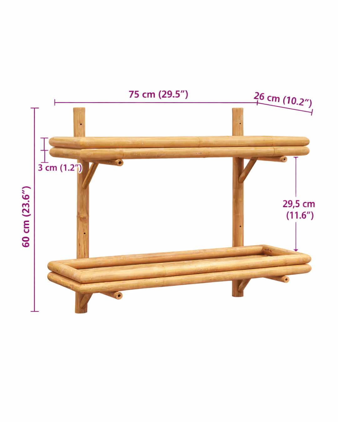 Modern Natural Ραφιέρα Τοίχου 3 Μεγέθη από Μπαμπού 100cm - Image 10