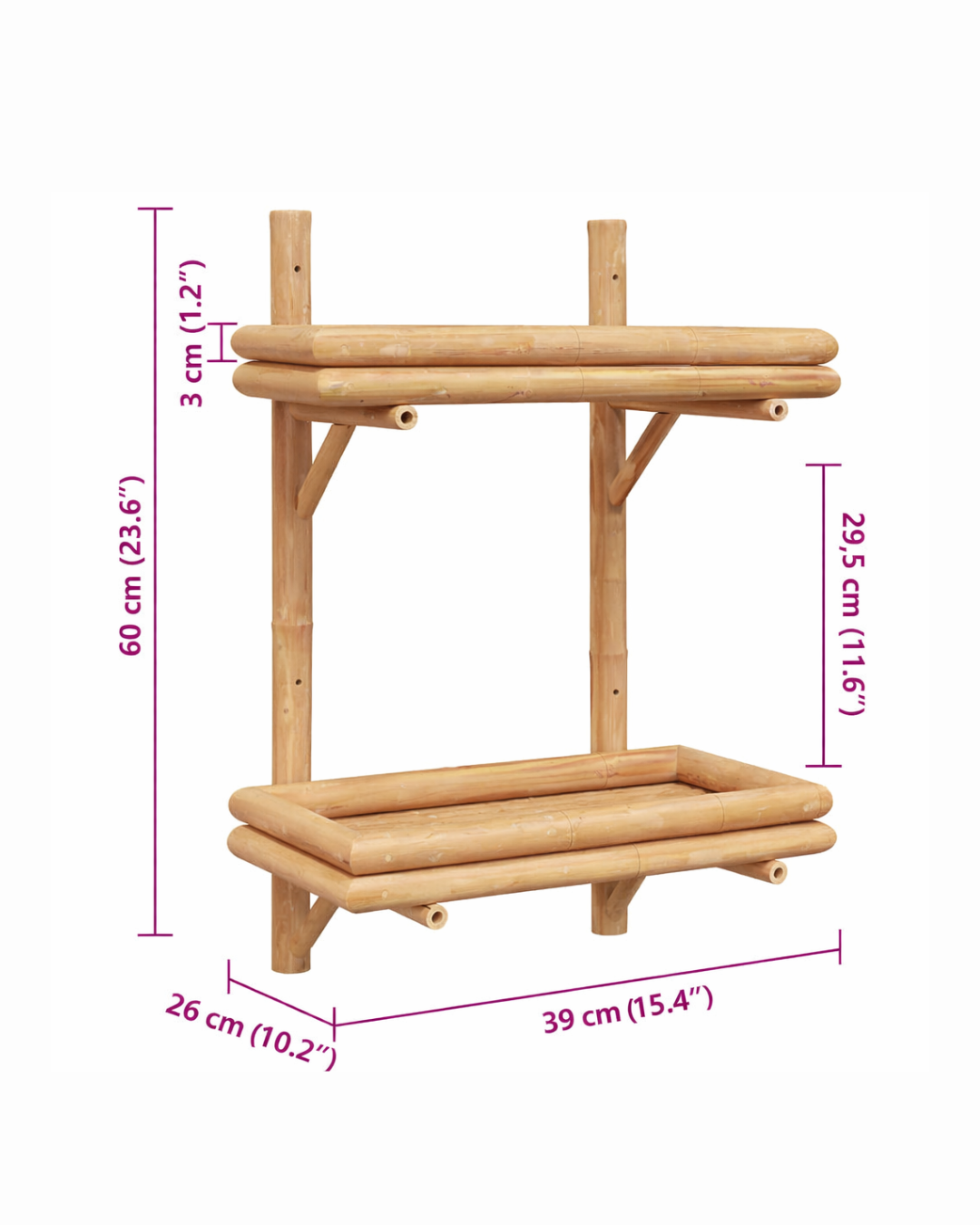 Modern Natural Ραφιέρα Τοίχου 3 Μεγέθη από Μπαμπού 100cm - Image 11