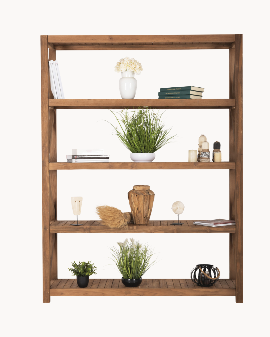 Industrial Natural Βιβλιοθήκη από Ανακυκλωμένο Ξύλο Teak 200cm - Image 4