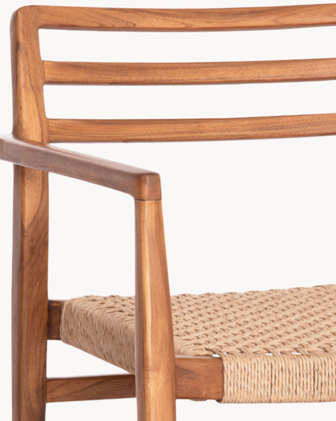 Japandi Πολυθρόνα Τραπεζαρίας από Teak & VIRO Σχοινί 58cm Φυσικό - Image 3