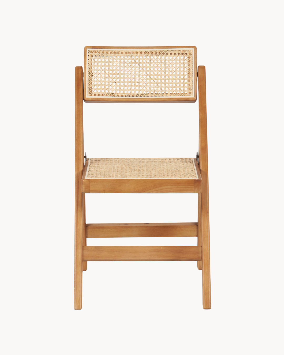 Boho Πτυσσόμενη Καρέκλα από Μασίφ Ξύλο & Φυσικό Rattan 44cm Φυσικό - Image 3